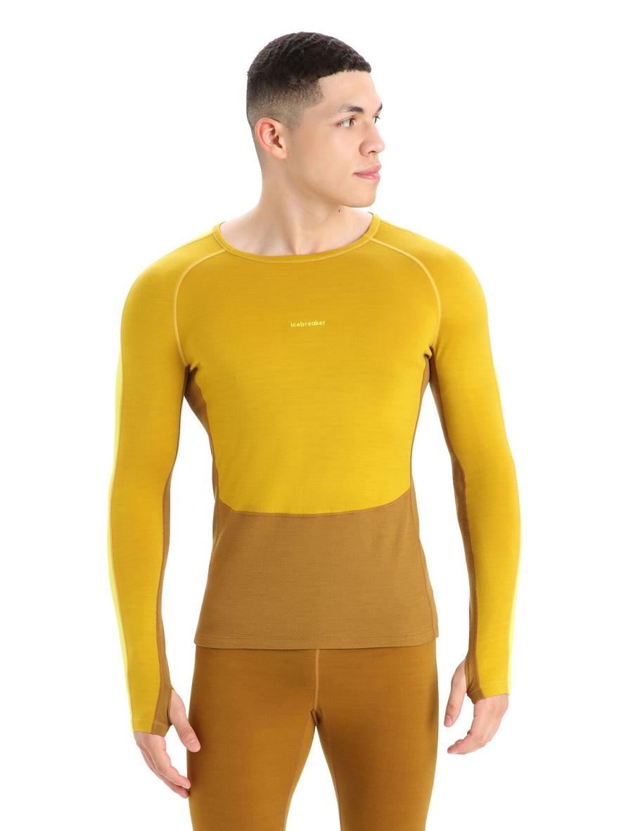 Icebreaker 200 ZoneKnit™ Merino Long Sleeve Crewe Férfi Base Layers Arany | HU 1326HAPK